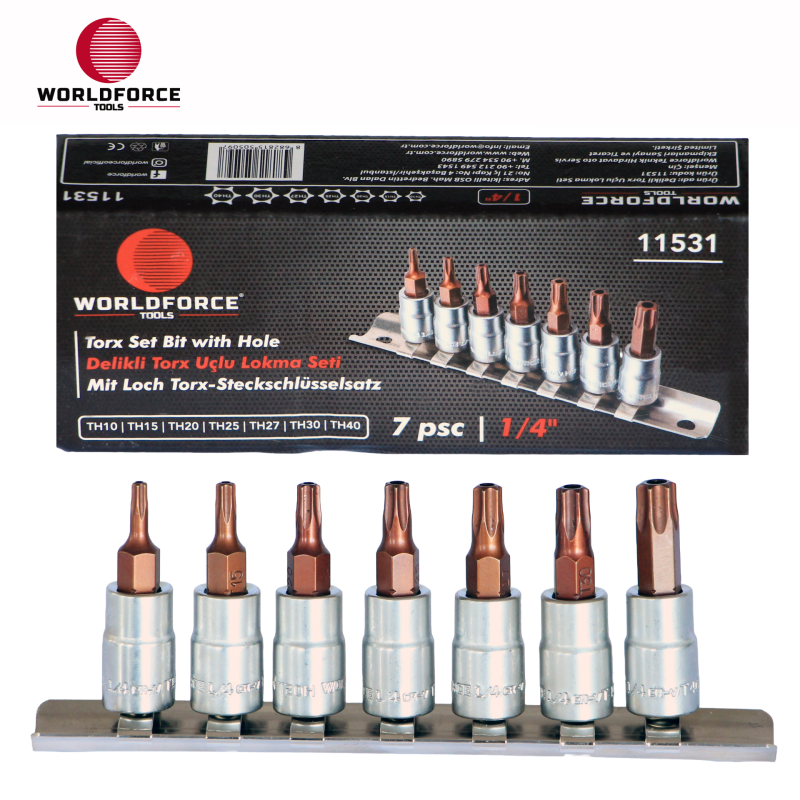 Worldforce 11531 Delikli Torx Uçlu Lokma Seti 7 Parça 1/4