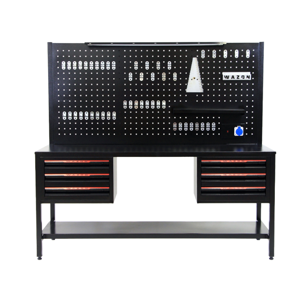 Wazon 71001 Takım Tezgahı 2 Metre 6 Çekmeceli Metal Tezgah + 52 Kanca Hediyeli