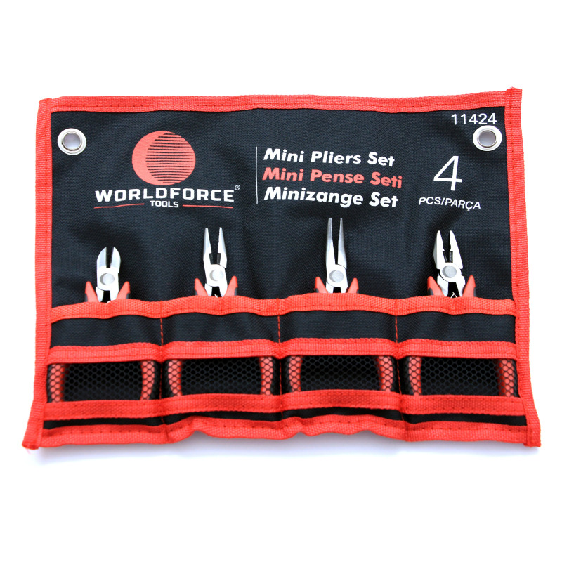 Worldforce 11424 Mini Pense Seti 4 Parça (Kombine, Yan Keski, Kavisli Kargaburun, Kargaburun)