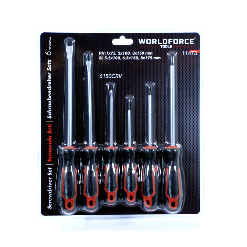 Worldforce 11473 Tornavida Seti 6 Parça 6150CRV (PH:1x75, 2x100, 3x150мм)(SL 5.5х100, 6.5х150, 8х175мм)