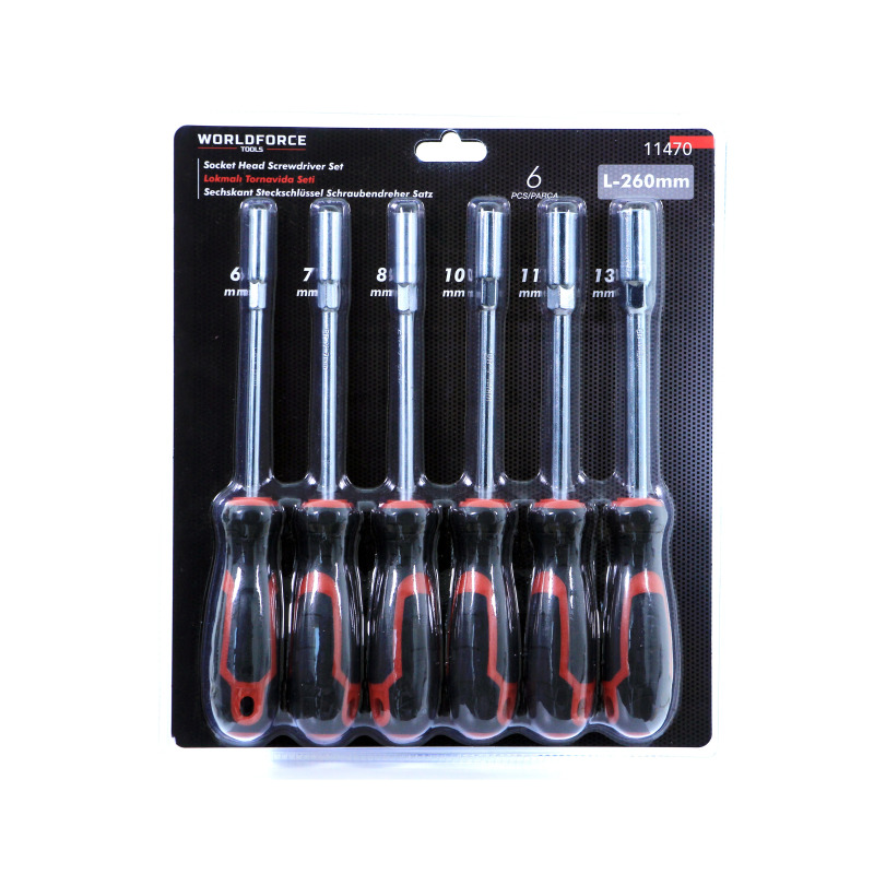 Worldforce 11470 Lokmalı Tornavida Seti 6 Parça CRV (6,7,8,10,11,13mm)