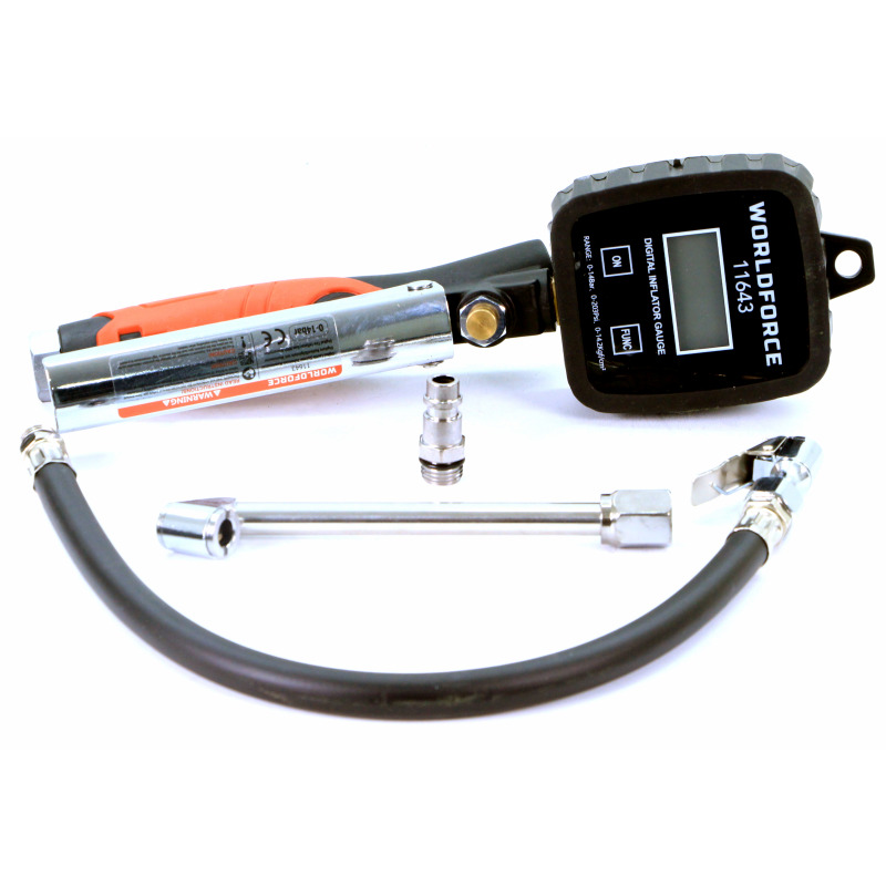 Worldforce 11643 Dijital Lastik Şişirme Tabancası Manometreli 0-14 Bar