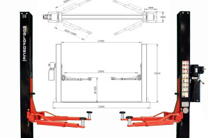 Hidrolik Lift İki Sütunlu 4 Ton 380/220V Yarı Otomatik